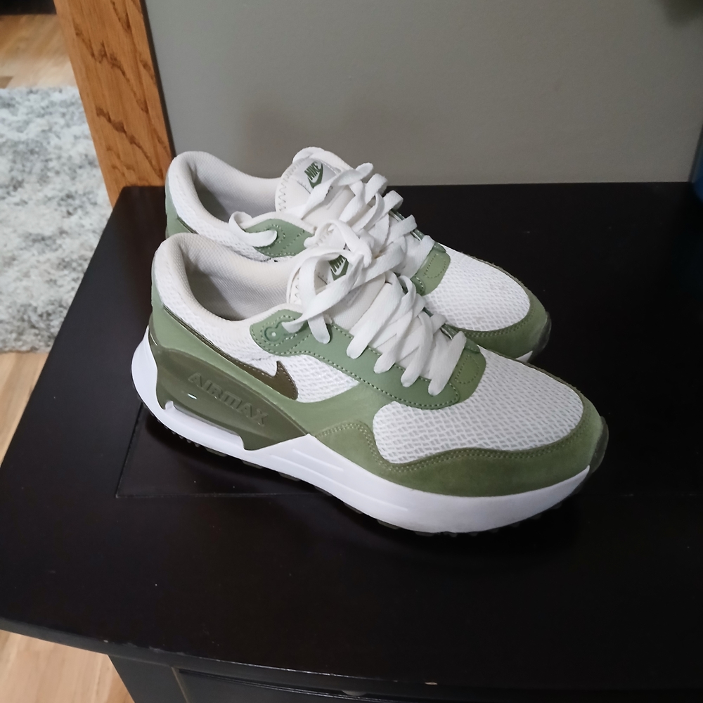 Green and White Nike Sneakers